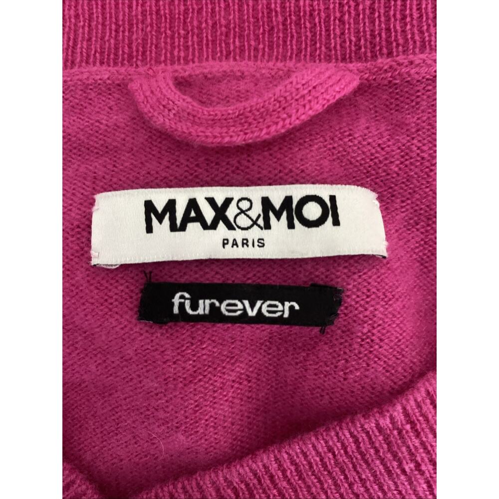 MAX&MOI Amour Sweater V Neck Cashmere Fuchsia Purple Pink Long Sleeve Piata M - Picture 8 of 9